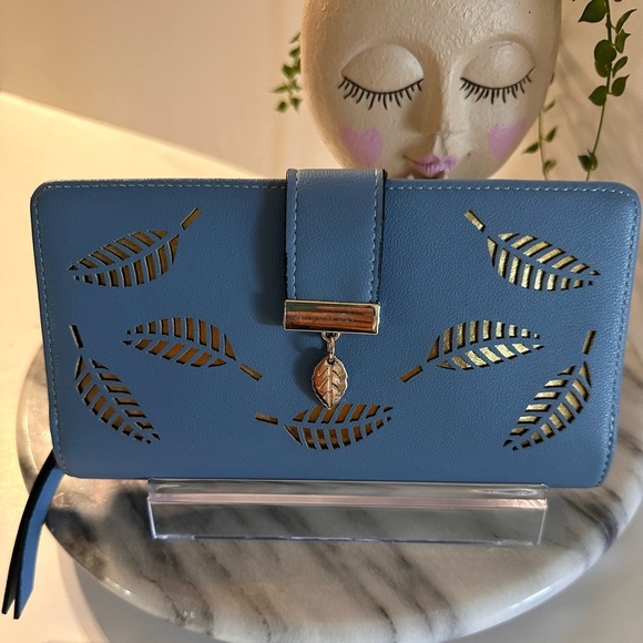 Women Long Clutch PU Leather Wallet Pocket Purse Credit Card Slips Sky Blue - Picture 12 of 14